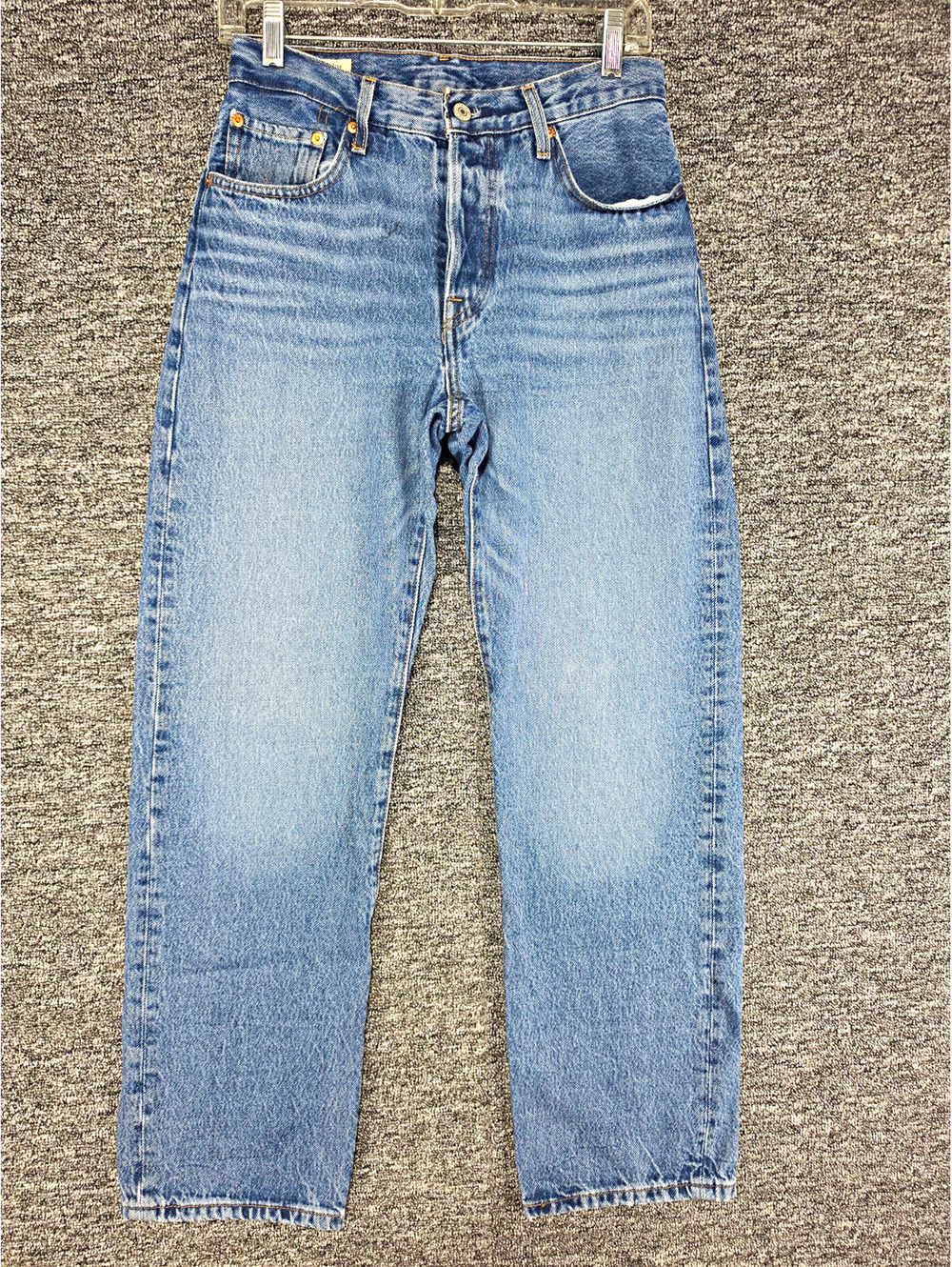 Rare Big Letter E Levi's 501 '90s Straight Fit Blue Medium Wash Denim Jeans